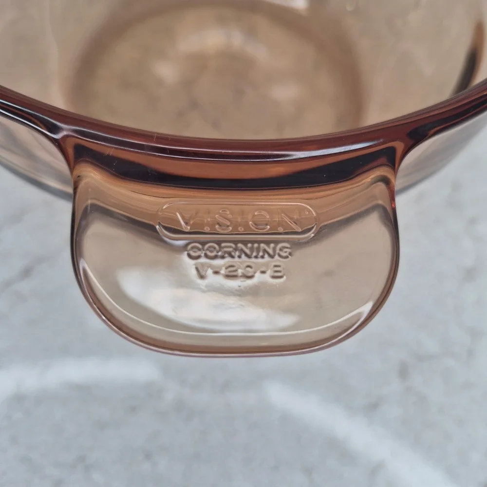 Corning Ware Visions V-20-B Amber Glass Double Boiler Insert France Vintage
